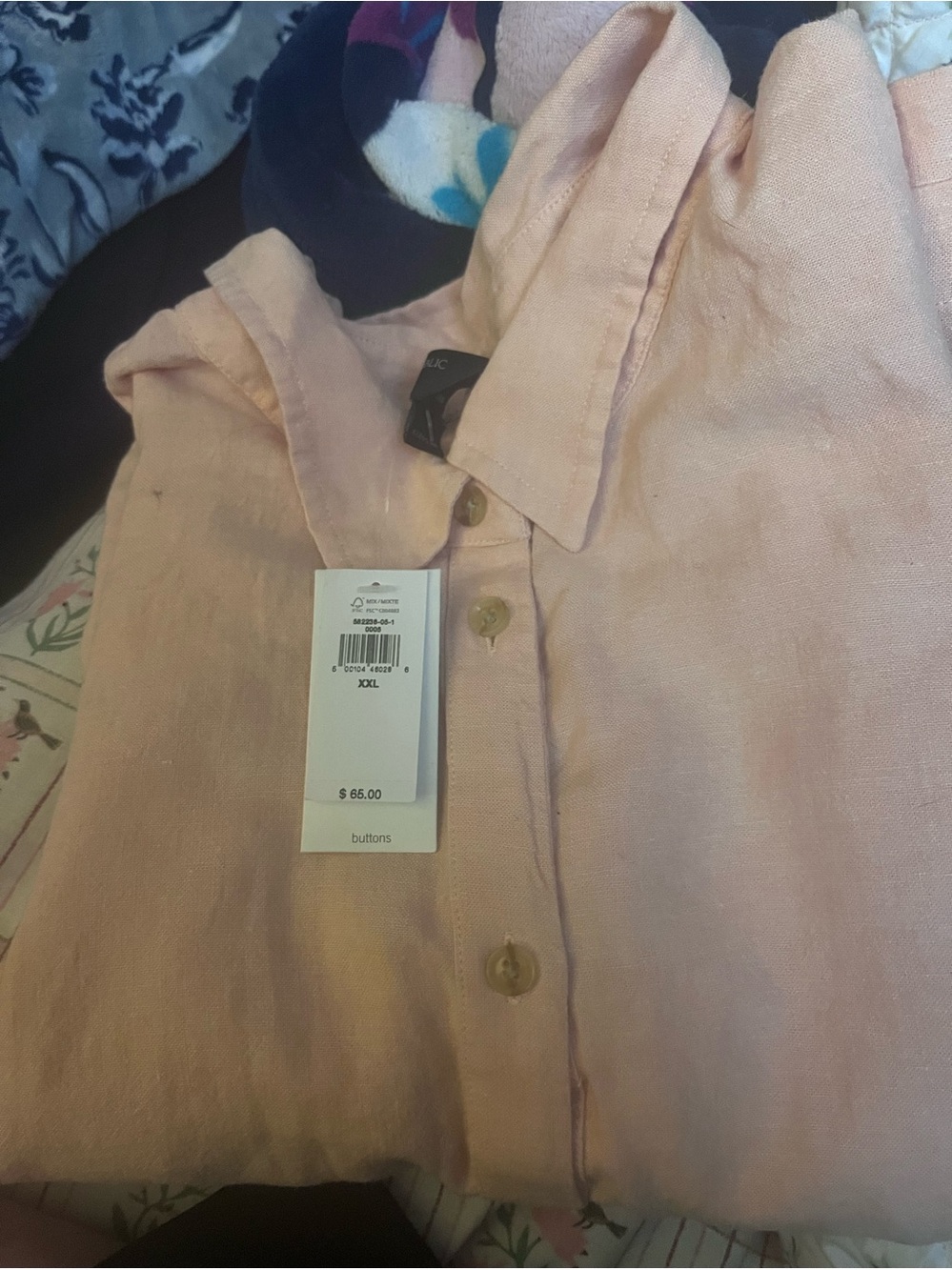 Women's Linen Button-Up Shirt - Peach Pink